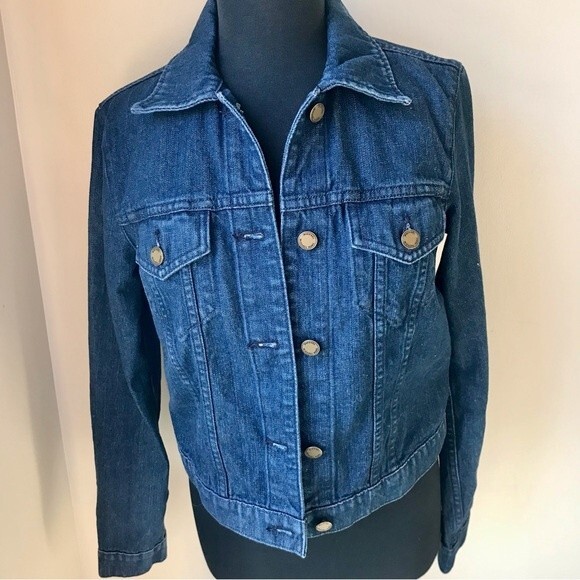 MICHAEL KORS Denim Jacket Riviera Blue Jean Gold Hardware - Picture 1 of 8